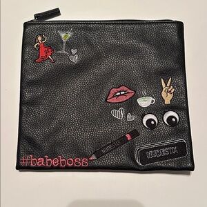 Black Cosmetic Bag with Fun Patches